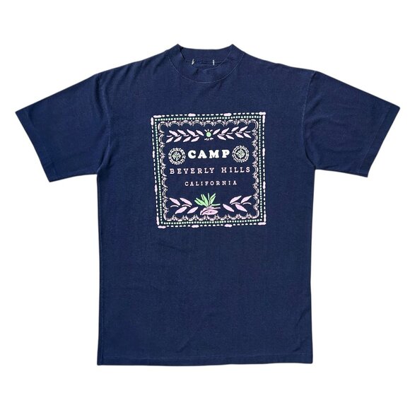 80s Vintage Camp Beverly Hills T-shirt California Navy Blue Summer Camp. - Picture 1 of 8